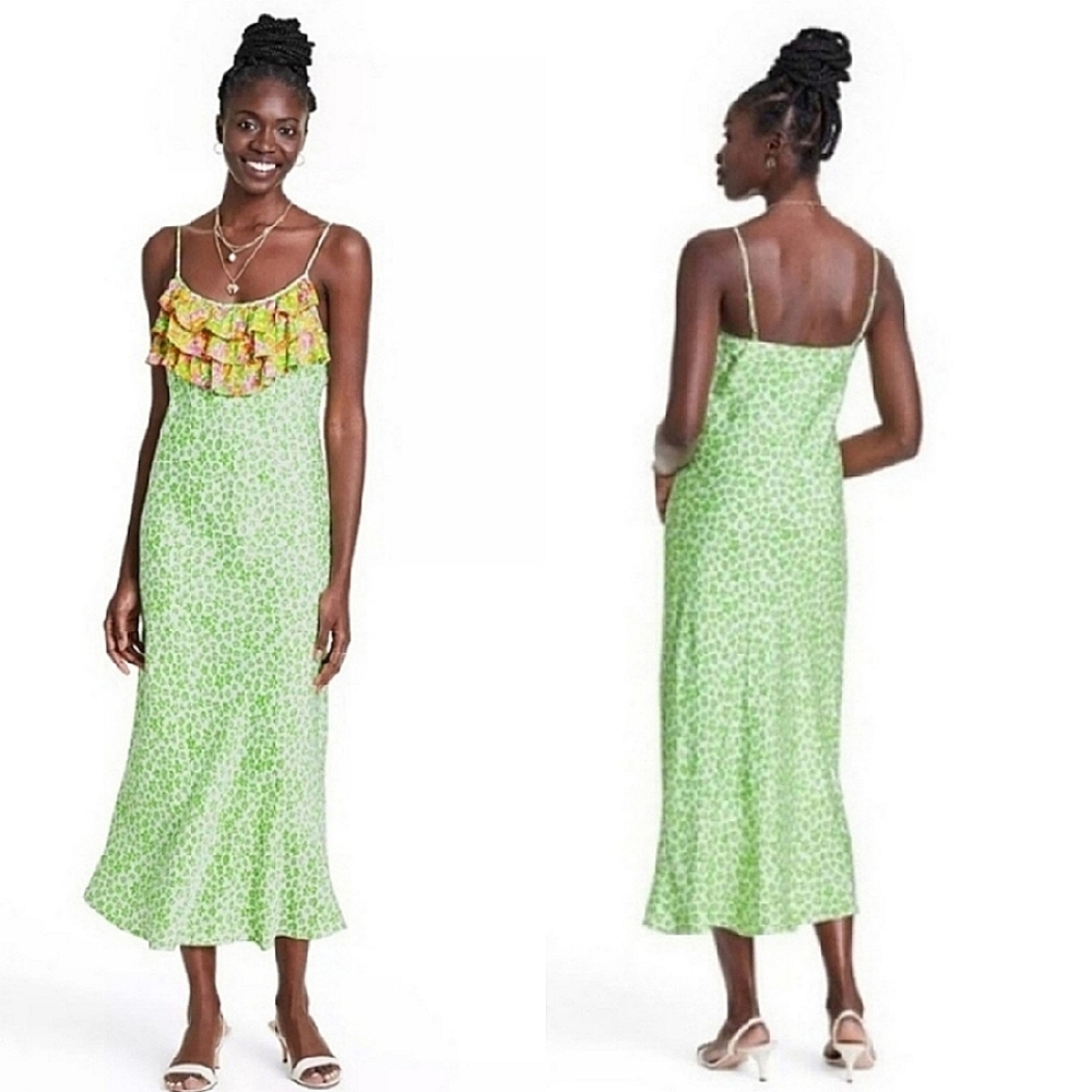 Rixo X Target Leopard Sleeveless Ruffle Slip Dress Small - Picture 9 of 9